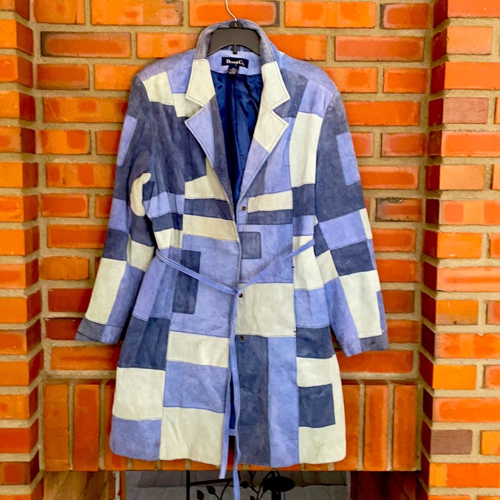 Denim & Co 1X patchwork quilt blue green longstyle